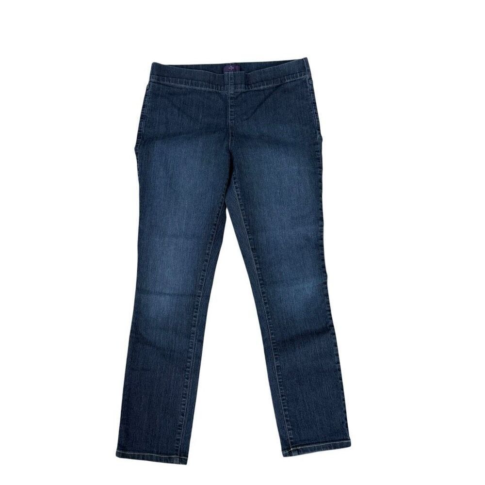 NYDJ Lift Tuck Technology Legging Jeans Size 10 Dark Wash Pull-On Stretch Denim